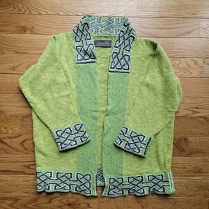 Bill Baber Pine Brora Jacket Open Cardigan Womens One Size Green Celtic Scotland